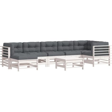 Maison Exclusive - Set Divani da Giardino 8pz con Cuscini in Legno Massello Bianco
