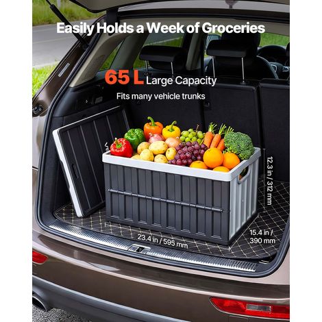 Caisse Plastique Pliable avec Couvercle 65 L, Lot de 3, Bac de Rangement Pliable et Empilable avec Poignées, Charge Max. 38 kg par… (1/5)