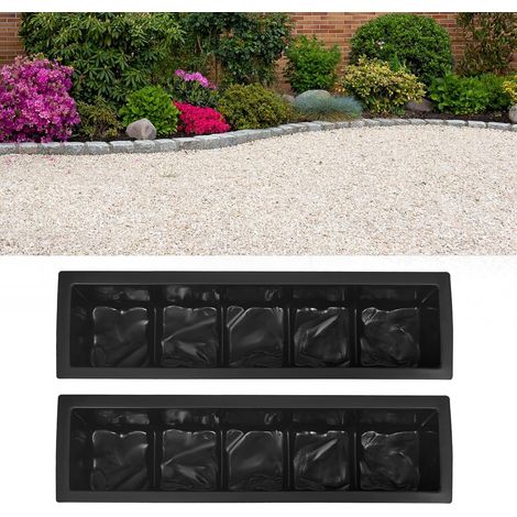 Lot de 2 moules à béton pour bordures de pelouse - 59,5 x 13,5 x 11 cm - Moule droit en plastique ABS - Forme de ciment et de coffrage - Aspect tronc en bois - Pour jardin, Réutilisable (1/5)