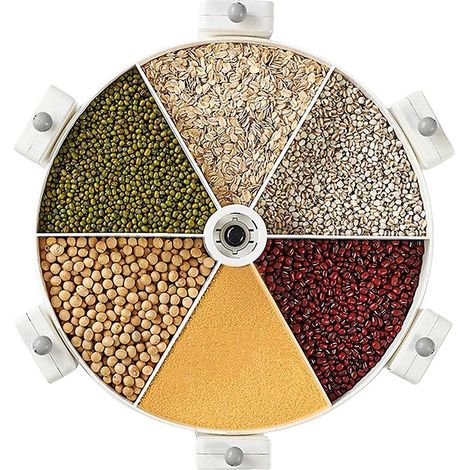 Distributeur mural 5 compartiments pour céréales et aliments secs - Récipient rotatif accessoire cuisine (1/5)