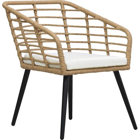 Lot de 2 Chaises de jardin et de camping, Chaises de relaxation, avec coussins Résine tressée Chêne OIB6637E (1/5)