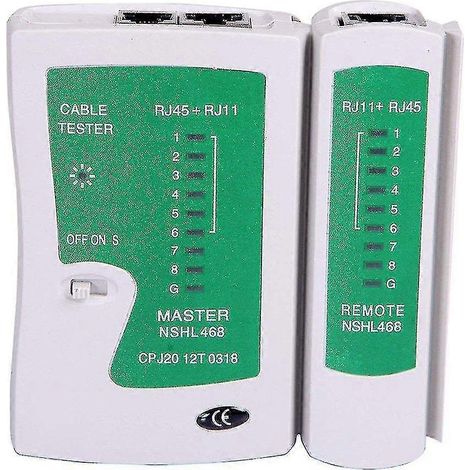 Testeur de câbles réseau LAN pour tester les connecteurs RJ45, RJ-11, Cat5, UTP Ethernet, Cat5 6E et RJ11 8P (réseau portable CA). (1/5)