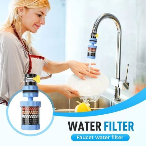 Filtres de robinet pour une eau de qualité supérieure, nouveau filtre à eau de robinet 2025, filtre à charbon actif durable pour eau potable, filtre à eau domestique facile à installer (bleu) (1/4)