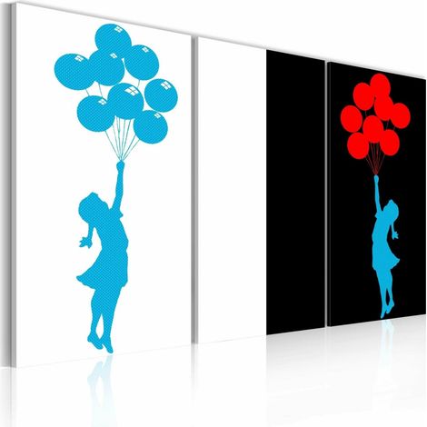 Tableau fille, ballons (pop art) - 120 x 60 cm (1/4)