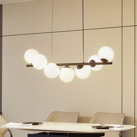 [GEBRAUCHT] B-Ware Lucande Hängeleuchte Isandro Hängelampe Leuchte Lampe Schwarz / Opal 7 Flammig