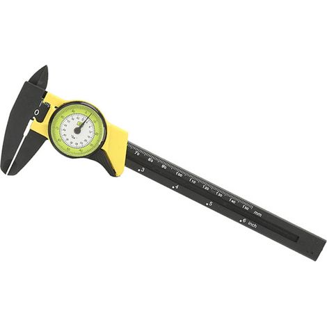 Kunststoff-Messschieber 0-150 mm mit Skala, Nonius, Lineal, Messgerät für Dacharbeiten, professionelles Messwerkzeug (gelb) (1/5)