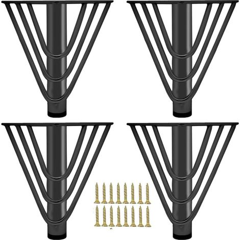 4 Stück Möbelfüße Metall Schrankfüsse Schwarz 15cm Tischbeine mit Schrauben Möbelbeine für TV-Schrank Sofa Bett