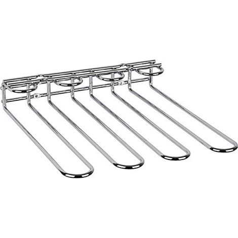 APS glass rail, 29,5 x 32 x 6 cm, portabicchieri di alta qualità in metallo cromato, portabicchieri da vino per 12 bicchieri, portabicchieri da appendere per home bar, cucina, bar, ristorante, cromato (1/4)