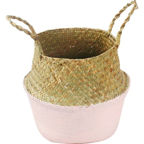 Panier en seigrange pliable pour linge, pot de fleurs, rangement patchwork, corbeille décorative maison jardin (1/5)
