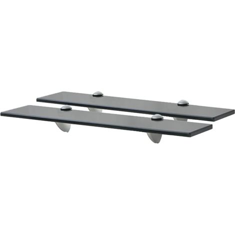 2 Étagères Tablettes en Verre 50 cm Noire à fixer pour une décoration moderne et épurée
