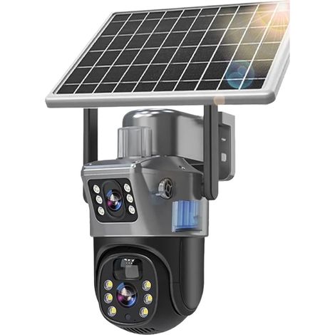 Caméra extérieure 4K WiFi 6 MP à Double Objectif, étanche IP66, avec détection Humaine PIR, Alimentation par Batterie intégrée, Chargement Solaire et Fonction PTZ.(WiFi no Card) (1/5)