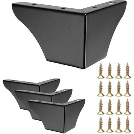 4 PCS 7,5 cm Pieds de canapé en métal Pieds de Meubles Pieds de Meubles, Pieds de canapé Solides Modernes Pieds d'armoire Pieds de Table Disponibles pour Le Remplacement (Noir) (1/5)