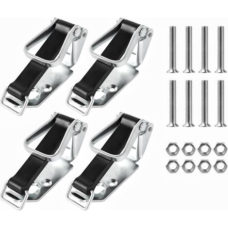 Support multifonction pour porte-bagages – 4X 80mm support pour pelle/hache avec montage mural Fermeture à levier en caoutchouc Idéal pour le camping, le BTP et le transport Argent (1/5)