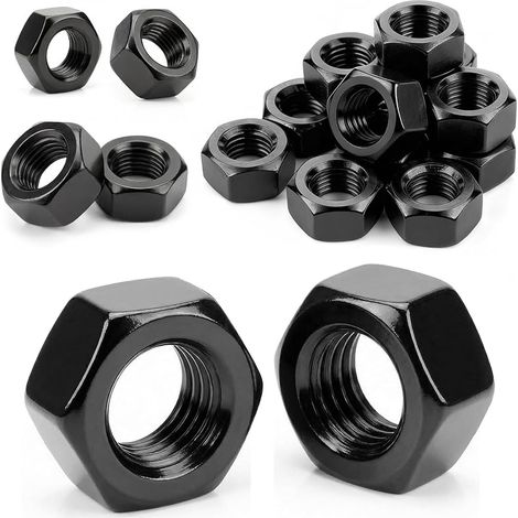 Lot de 20 écrous M8 en acier inoxydable A2 V2A - Noirs - Écrous hexagonaux DIN 934 - Pour vis, rondelles, tiges filetées, éléments de fixation