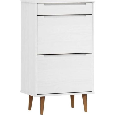 Meuble à chaussures MOLDE, blanc, 59,5 x 35 x 103 cm, bois de pin (1/5)