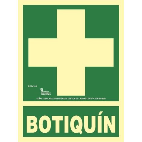 Señal de botiquín de primeros auxilios aluminio clase A con esquina perforada 210 x 300mm SEKURECO (1/2)