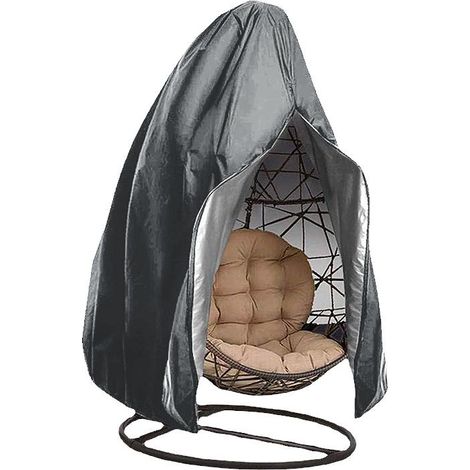 Housse de protection pour chaise suspendue oeuf, couverture imperméable pour fauteuil suspendu avec fermeture à glissière, 115x190 cm gris (1/4)