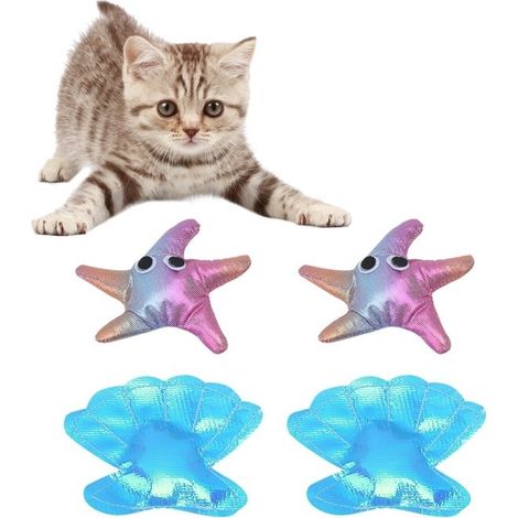 Lot de 4 jouets pour animaux de compagnie en forme d'étoile de mer pour gratter et dresser les animaux (1/4)