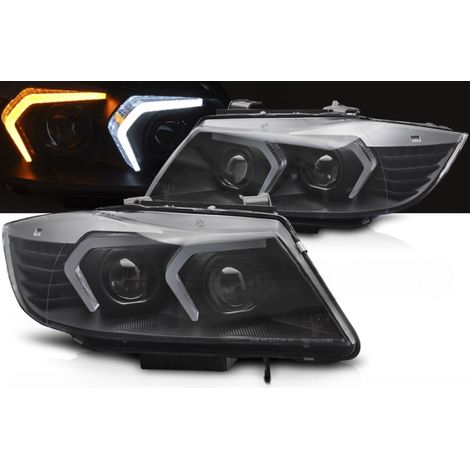 Paire de phares avant BMW E90/E91 LCI de 2009 a 2011 LED Xenon Noir-41933352 (1/4)