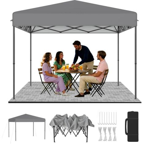 Tonnelle pliante 3x3m avec système One-Touch Lift, réglable en hauteur, sac de transport inclus (1/5)