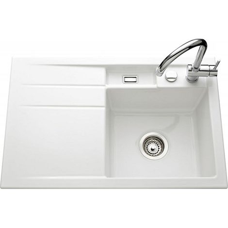 Évier de cuisine blanc BELA - égouttoir à gauche - L 780 x l 510 x P 200 mm - sous-meuble 45 cm - Aquatop (1/3)
