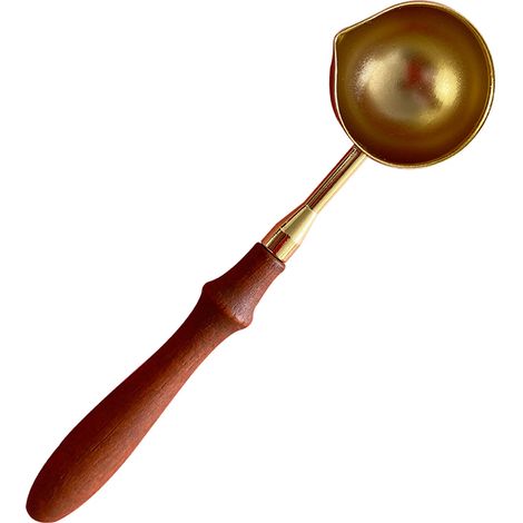 Cuillère fondante pour sceau en cire rétro, compacte et portable, manche en bois doré. (1/5)