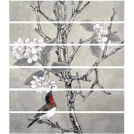6-teiliges Set Vogel-Blumen-Fliesenaufkleber für Boden, Treppe, Badezimmer, Küche, wasserfeste Wandtattoos, selbstklebende Kunsttapete