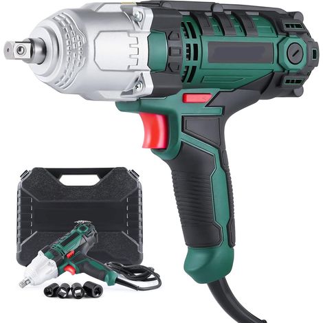 Clé à chocs électrique, robuste 550 W filaire 500 N.m Max Torque Clé à percussion, 12,7mm (½) avec enclume de goupille de détente, 4 douilles à choc et étui de transport (1/5)