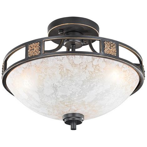 Plafón 3xE27 Quinta Ruggine Cristal Alabastro Ø42 cm Trio Lighting (1/3)