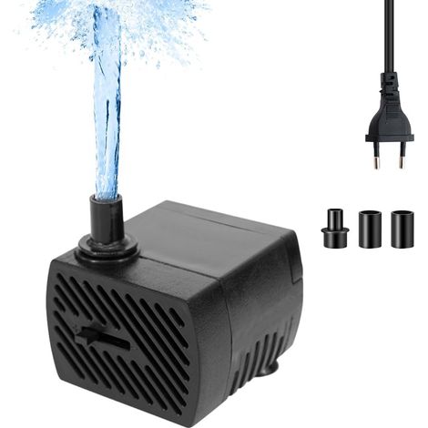 Mini Pompe à Eau Submersible, 5W Silencieuses Pompes à Eau Avec 2 buses Câble 350L/H Ajustable Pompe Aquarium Petite Pompe Submersible Pour Aquarium, Étang, Fontaine (1/5)