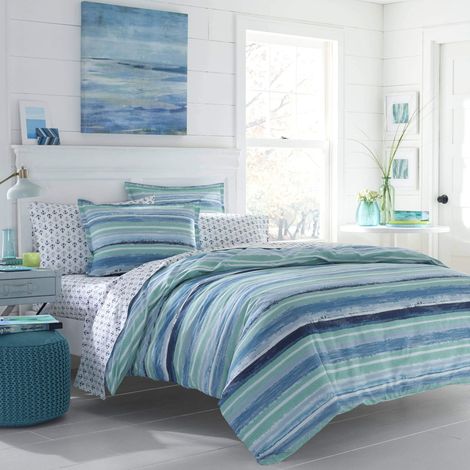 Housse de Couette en Coton Ensemble, Bleu, Full/Queen (1/5)