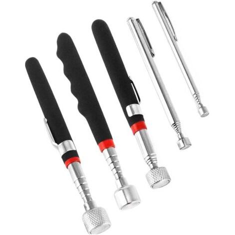 Lot de 5 tiges télescopiques magnétiques, outil de ramassage magnétique extensible, acier inoxydable, 1,5 LB 3 LB 10 LB 15 LB 20 LB