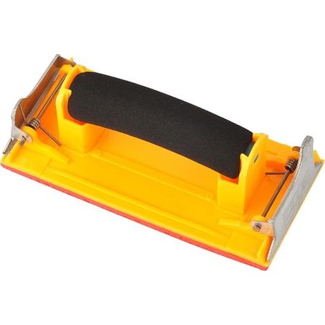 Bloc de patin de Ponçage manuel Porte-papier abrasif à poignée Bloc de Ponçage manuel pour verre Support de Papier de Verre Manuel de Polissage pour la réparation d'artisanat et de meubles (Jaune) GRO (1/5)