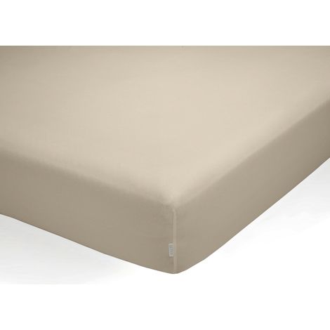 Sábana bajera ajustable de algodón orgánico color topo. Cama de 90 cm. (1/2)