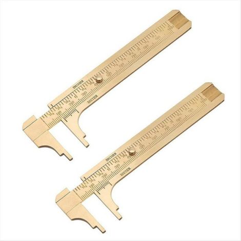 Pied à Coulisse - 100 mm - Double Échelle mm/pouces - Laiton - Pour Bijouterie et Artisanat - 2 Pièces (1/5)