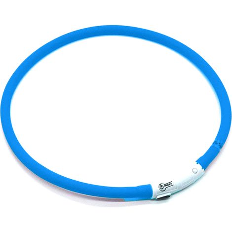 Collier LED pour chiens et chats, rechargeable par USB - Collier de sécurité ajustable - 3 modes d'éclairage, 12 lumières - Bleu (1/5)