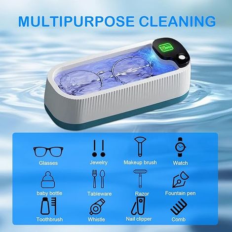 Pulitore a ultrasuoni, 45000 Hz, 400 ml Pulitore a ultrasuoni per occhiali, tre modalità, macchina per la pulizia a ultrasuoni per occhiali, anelli, monete, argento (1/4)