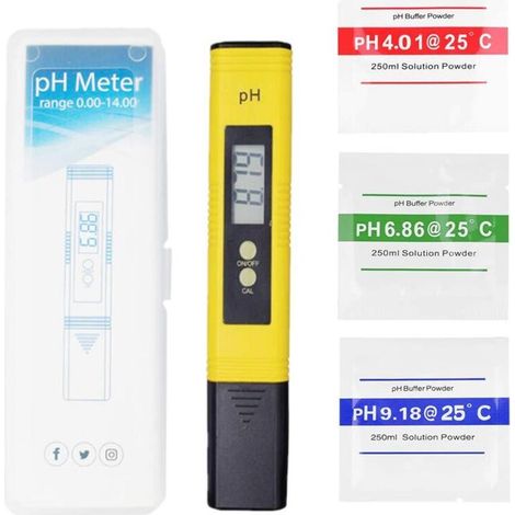 Pen-Type Digital pH Meter, Water Quality Tester, Portable LCD Digital pH Meter, Measuring Range for 0-14pH 0.01pH, Aquarium pH Meter, Automatic Calibration Function