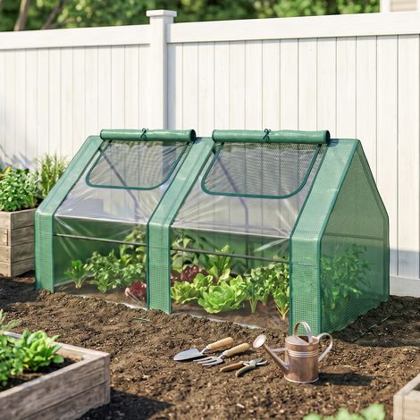Serre pour plantes potagères avec 2 housses en polyéthylène et PVC, armature en acier vert - Dimensions 180x90x90 cm (1/5)