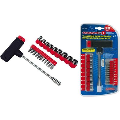 Trade Shop - Juego De Puntas De Destornillador Intercambiables Con Mango En T 21pcs -