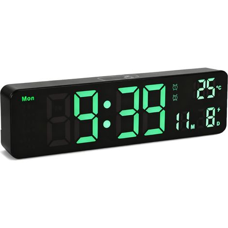 Réveil LED moderne avec fonction variateur automatique - Montage mural ou sur table - Pour bureau à domicile et chambre d'enfant (1/5)
