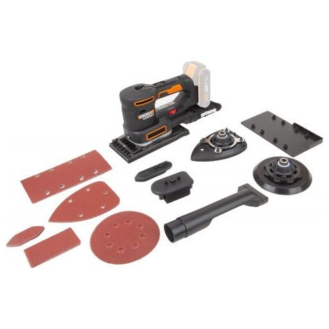 Lijadora multifunción Worx WX820.9 de 20 voltios, 5 en 1, con cuerpo para acabado y detalles.