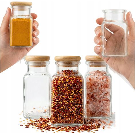 5 barattoli da 150 ml per erbe aromatiche, spezie, dolci, matrimoni, tappo di legno (1/5)