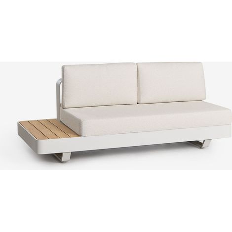 SKLUM Modulares 2-Sitzer Garten-Sofa aus Aluminium mit linkem Beistelltisch aus Teakholz Yarilo                                   