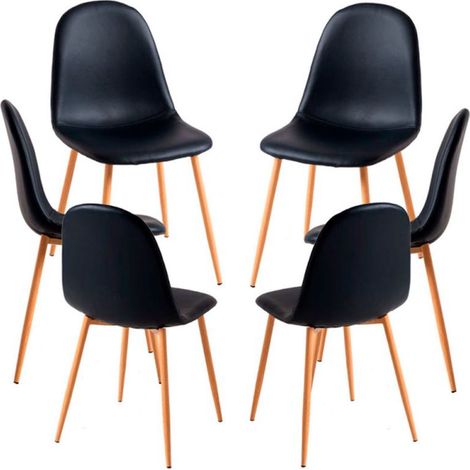 Packs Sillas Comedor - Pack 6 Sillas Teok Polipiel - Negro (1/5)