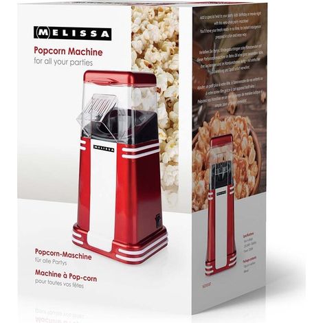 MELISSA Popcorn-Maker / 60 g / 1200 W / 2 - 4 min / Rot/Weiß
