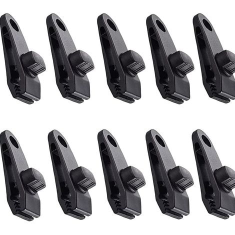 Clips de bâche 10 pièces Clips de tente pinces d'auvent pince d'auvent pour auvent de camping pinces de bâche clips de bâche auvents pour activités de plein air noir (1/5)