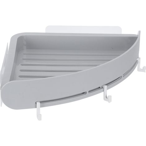 Étagère de Salle de Bain sans Perçage, Porte-Shampoing avec Crochet, Organisateur d'Angle Gris (1/5)