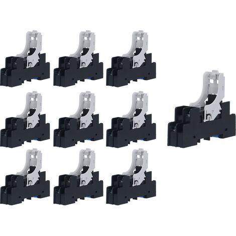 Lot de 10 supports de relais électromagnétiques à 5 trous pour rail DIN, compatibles avec les tours CNC (250 V CA, 12 A). (1/5)