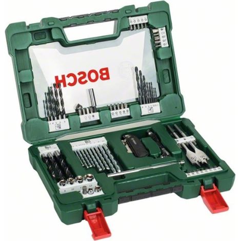 Juego de perforación y atornillado BOSCH V-Line de 68 piezas con fresa, varilla magnética y engranaje angular - 2607017191